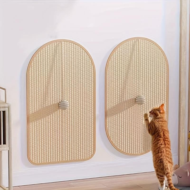 Durable Sisal Cat Scratching Pad, Sofa-Safe Scratch Board with Interactive Toy for Cats, Non-Slip Pet Furniture Protector